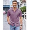imageCOOFANDY Mens Casual Button Down Shirts Short Sleeve Regular Fit Untucked Dress Shirts Knit TexturedPurple