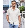 imageCOOFANDY Mens Casual Button Down Shirts Short Sleeve Regular Fit Untucked Dress Shirts Knit TexturedWhite