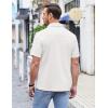 imageCOOFANDY Mens Casual Button Down Shirts Short Sleeve Regular Fit Untucked Dress Shirts Knit TexturedWhite