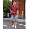 imageCOOFANDY Mens Casual Button Down Shirts Short Sleeve Regular Fit Untucked Dress Shirts Knit TexturedWine Red