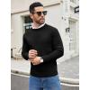 imageCOOFANDY Mens Crewneck Sweater Casual Dress Pullover Sweater Slim Fit Lightweight Long Sleeve Raglan SweatersBlack