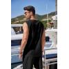 imageCOOFANDY Mens Linen Outfits Drawstring Tank Tops Casual Elastic Waist Shorts SetBlack