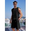 imageCOOFANDY Mens Linen Outfits Drawstring Tank Tops Casual Elastic Waist Shorts SetBlack