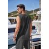 imageCOOFANDY Mens Linen Outfits Drawstring Tank Tops Casual Elastic Waist Shorts SetDeep Grey