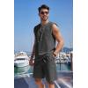 imageCOOFANDY Mens Linen Outfits Drawstring Tank Tops Casual Elastic Waist Shorts SetDeep Grey