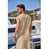 imageCOOFANDY Mens Linen Outfits Drawstring Tank Tops Casual Elastic Waist Shorts SetKhaki