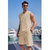 imageCOOFANDY Mens Linen Outfits Drawstring Tank Tops Casual Elastic Waist Shorts SetKhaki