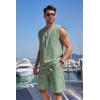 imageCOOFANDY Mens Linen Outfits Drawstring Tank Tops Casual Elastic Waist Shorts SetLight Green