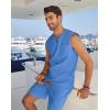 imageCOOFANDY Mens Linen Outfits Drawstring Tank Tops Casual Elastic Waist Shorts SetSapphire Blue