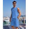 imageCOOFANDY Mens Linen Outfits Drawstring Tank Tops Casual Elastic Waist Shorts SetSapphire Blue