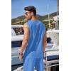 imageCOOFANDY Mens Linen Outfits Drawstring Tank Tops Casual Elastic Waist Shorts SetSapphire Blue