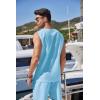 imageCOOFANDY Mens Linen Outfits Drawstring Tank Tops Casual Elastic Waist Shorts SetSky Blue