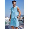 imageCOOFANDY Mens Linen Outfits Drawstring Tank Tops Casual Elastic Waist Shorts SetSky Blue