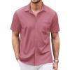imageCOOFANDY Mens Casual Button Down Shirts Short Sleeve Regular Fit Untucked Dress Shirts Knit TexturedPink