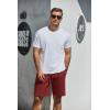 imageCOOFANDY Men Casual Shorts Elastic Waist Drawstring Shorts Stretch Summer Beach Shorts with PocketsWine Red  Dark Grey