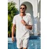 imageCOOFANDY Mens Cotton Linen Henley Shirt Short Sleeve Casual Beach T Shirts V Neck Summer Lightweight YogaWhite