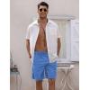 imageCOOFANDY Mens Linen Shorts Elastic Waist Drawstring Shorts Casual Summer Beach ShortsDark Blue