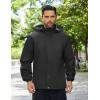 imageCOOFANDY Mens Rain Jacket Waterproof Packable Raincoat Lightweight Rain Shell Hood Travel Golf Hiking Cycling Zip PocketsBlack
