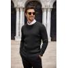 imageCOOFANDY Mens Ribbed Crewneck Sweater Long Sleeve Slim Fit Knitted Pullover SweaterAblack