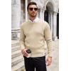 imageCOOFANDY Mens Ribbed Crewneck Sweater Long Sleeve Slim Fit Knitted Pullover SweaterBeige