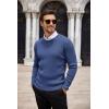 imageCOOFANDY Mens Ribbed Crewneck Sweater Long Sleeve Slim Fit Knitted Pullover SweaterBlue