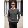 imageCOOFANDY Mens Ribbed Crewneck Sweater Long Sleeve Slim Fit Knitted Pullover SweaterDark Grey