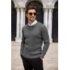 imageCOOFANDY Mens Ribbed Crewneck Sweater Long Sleeve Slim Fit Knitted Pullover SweaterDark Grey