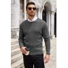 imageCOOFANDY Mens Ribbed Crewneck Sweater Long Sleeve Slim Fit Knitted Pullover SweaterDark Grey