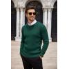imageCOOFANDY Mens Ribbed Crewneck Sweater Long Sleeve Slim Fit Knitted Pullover SweaterGreen