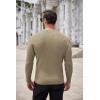 imageCOOFANDY Mens Ribbed Crewneck Sweater Long Sleeve Slim Fit Knitted Pullover SweaterKhaki