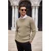 imageCOOFANDY Mens Ribbed Crewneck Sweater Long Sleeve Slim Fit Knitted Pullover SweaterKhaki