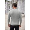 imageCOOFANDY Mens Ribbed Crewneck Sweater Long Sleeve Slim Fit Knitted Pullover SweaterLight Grey