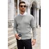imageCOOFANDY Mens Ribbed Crewneck Sweater Long Sleeve Slim Fit Knitted Pullover SweaterLight Grey