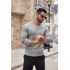 imageCOOFANDY Mens Ribbed Crewneck Sweater Long Sleeve Slim Fit Knitted Pullover SweaterLight Grey