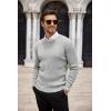 imageCOOFANDY Mens Ribbed Crewneck Sweater Long Sleeve Slim Fit Knitted Pullover SweaterLight Grey