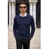 imageCOOFANDY Mens Ribbed Crewneck Sweater Long Sleeve Slim Fit Knitted Pullover SweaterNavy Blue