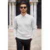 imageCOOFANDY Mens Ribbed Crewneck Sweater Long Sleeve Slim Fit Knitted Pullover SweaterWhite