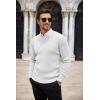 imageCOOFANDY Mens Ribbed Crewneck Sweater Long Sleeve Slim Fit Knitted Pullover SweaterWhite