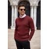 imageCOOFANDY Mens Ribbed Crewneck Sweater Long Sleeve Slim Fit Knitted Pullover SweaterWine Red