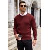 imageCOOFANDY Mens Ribbed Crewneck Sweater Long Sleeve Slim Fit Knitted Pullover SweaterWine Red