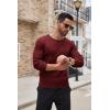 imageCOOFANDY Mens Ribbed Crewneck Sweater Long Sleeve Slim Fit Knitted Pullover SweaterWine Red