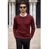 imageCOOFANDY Mens Ribbed Crewneck Sweater Long Sleeve Slim Fit Knitted Pullover SweaterWine Red