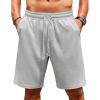 imageCOOFANDY Men Casual Shorts Elastic Waist Drawstring Shorts Stretch Summer Beach Shorts with PocketsLight Grey