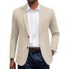 imageCOOFANDY Mens Casual Knit Blazer Slim Fit Sport Coat Stretch Two Button Suit JacketLight Khaki