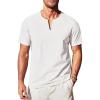 imageCOOFANDY Mens Cotton Linen Henley Shirt Short Sleeve Casual Beach T Shirts V Neck Summer Lightweight YogaWhite