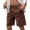 imageCOOFANDY Mens Linen Shorts Elastic Waist Drawstring Shorts Casual Summer Beach ShortsBrown