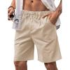 imageCOOFANDY Mens Linen Shorts Elastic Waist Drawstring Shorts Casual Summer Beach ShortsKhaki