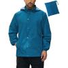 imageCOOFANDY Mens Rain Jacket Waterproof Packable Raincoat Lightweight Rain Shell Hood Travel Golf Hiking Cycling Zip PocketsBlue