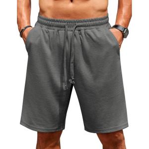 imageCOOFANDY Men Casual Shorts Elastic Waist Drawstring Shorts Stretch Summer Beach Shorts with PocketsDark Grey