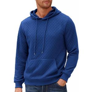 imageCOOFANDY Mens Hooded Sweatshirt Long Sleeve Quilted Sweatshirt Casual Fashion Pullover Hoodies with PocketDark Blue